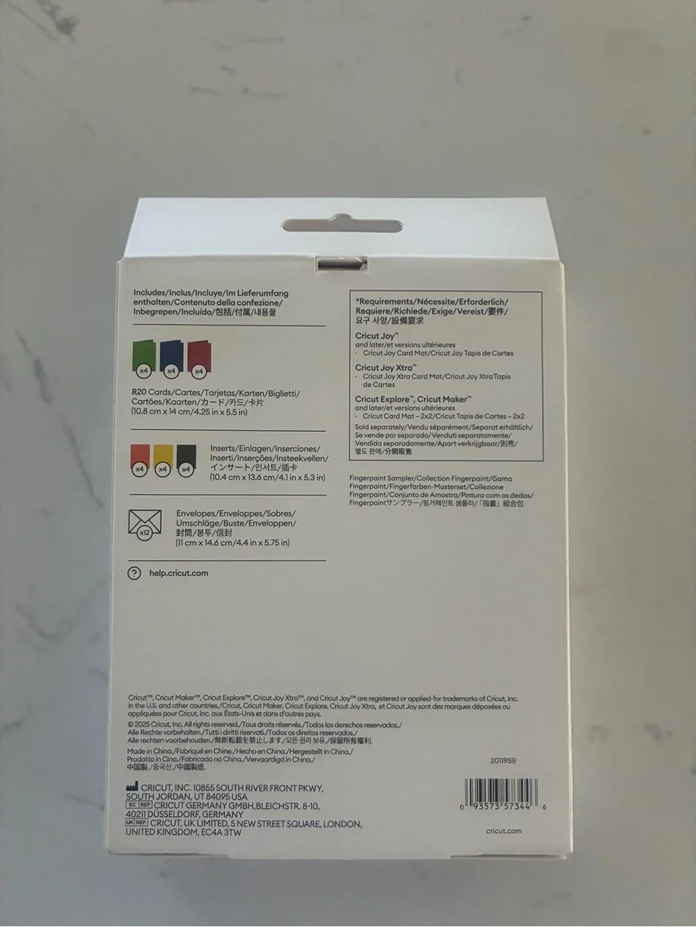 Cricut Insert Cards Fingerpaint Sampler R20 12 Count 4.25 x 5.5 New